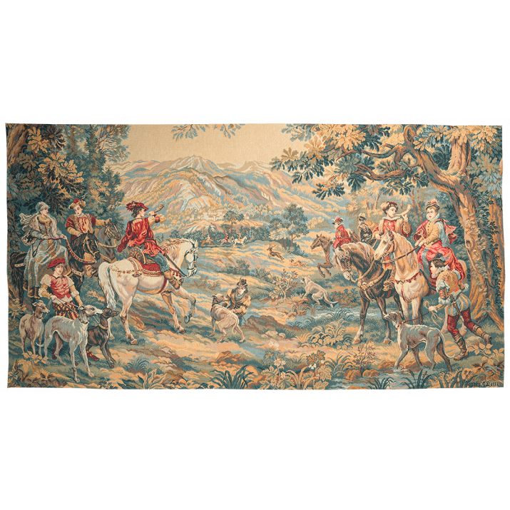 Chasse à courre tapisserie de Detti - Jules Pansu Tapisserie jacquard; décoration manoir, château