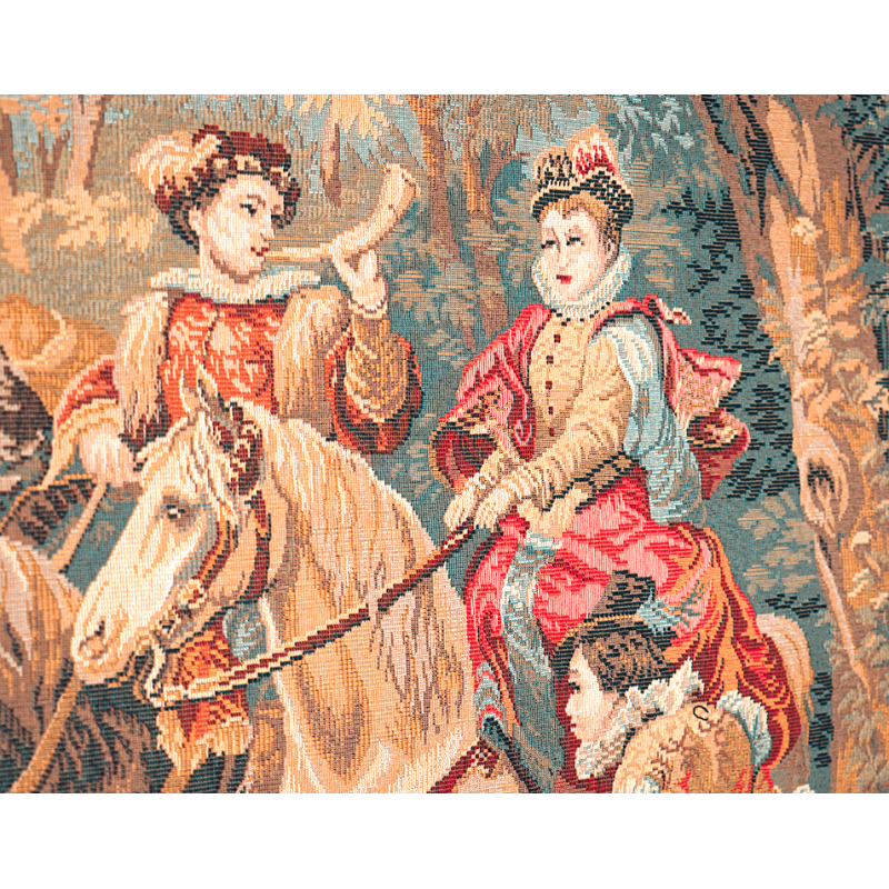 Detail Chasse à courre tapestry by Detti - Jules Pansu Jacquard tapestry; manor house and castle decoration