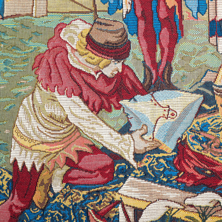 Détail Tapestry La Joute - Jules Pansu jacquard weaving - Royal Manufacturers of Gobelines