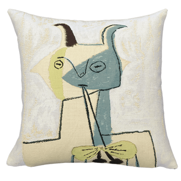 Cushion Faune jaune et bleu jouant de la diaule 1946 - Jules Pansu