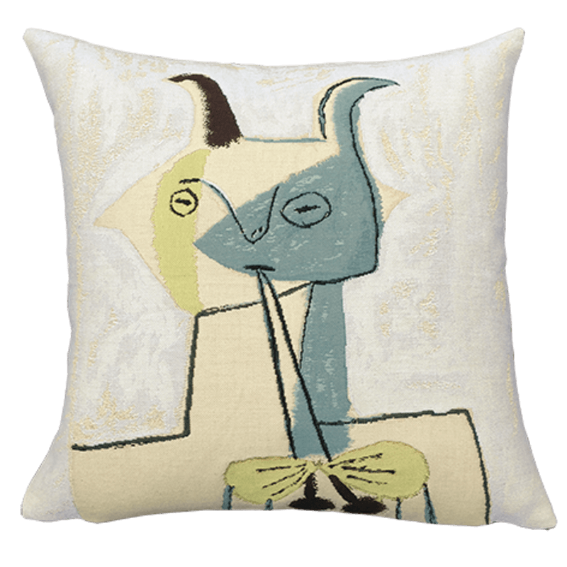 Coussin Faune jaune et bleu jouant de la diaule 1946 - Jules Pansu