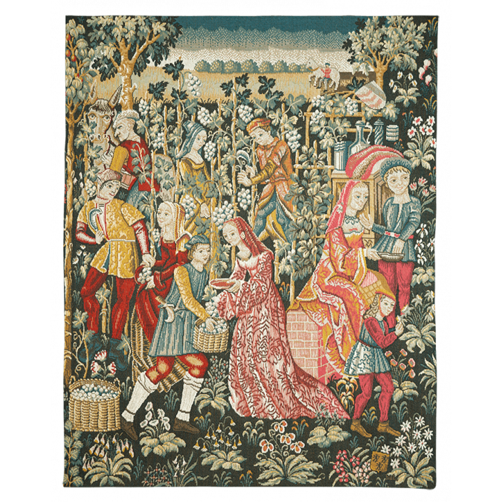 "La cueillette" wall tapestry. Jacquard weaving by Jules Pansu - Upholstery fabric - Cluny museum - discover in museum and shop