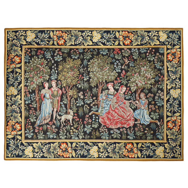 Scènes galantes tapestry with borders. Weaver Jules Pansu