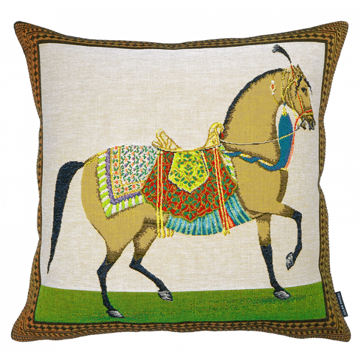 white Jodhpur Indian horse cushion - Decoration by Jules Pansu - made in France