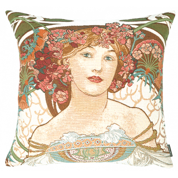 mucha Rêverie cushion, art deco, decorating ideas, living room, Christmas gift, Jules Pansu, museum