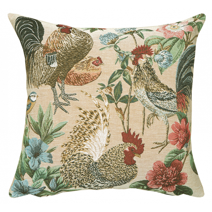 Coussin poules et coqs