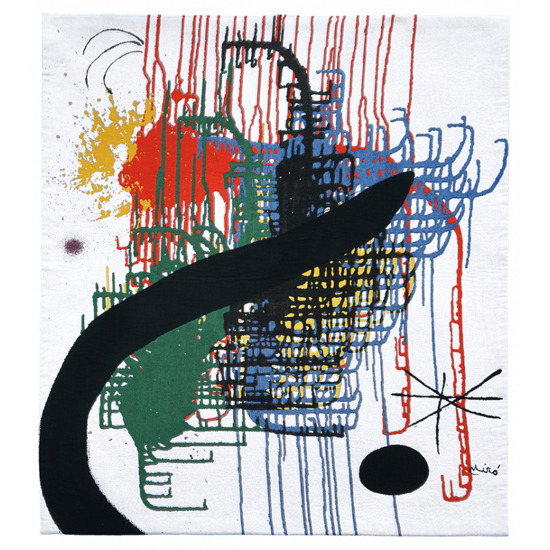 Tapisserie contemporaine Miro "3 cheveux dans la nuit III" en tissage jacquard Jules Pansu