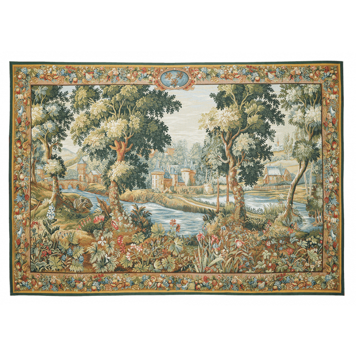 Verdure Chantilly tapestry by the french upholstery fabric manufacturer Jules Pansu - Made in France, manor decoration