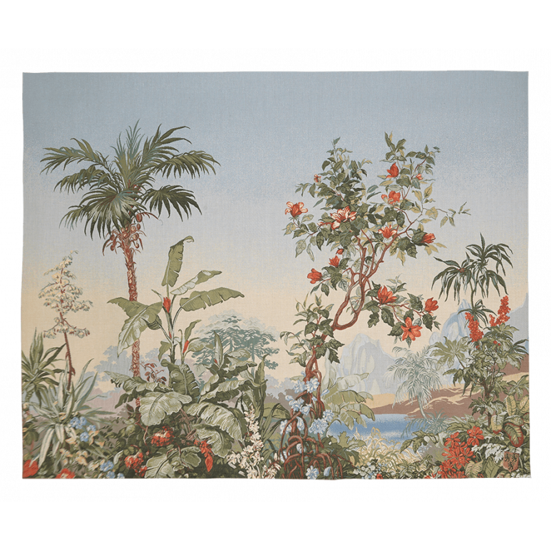 Tapestry "Sous les tropiques" in jacquard weave by the Jules Pansu french workshops