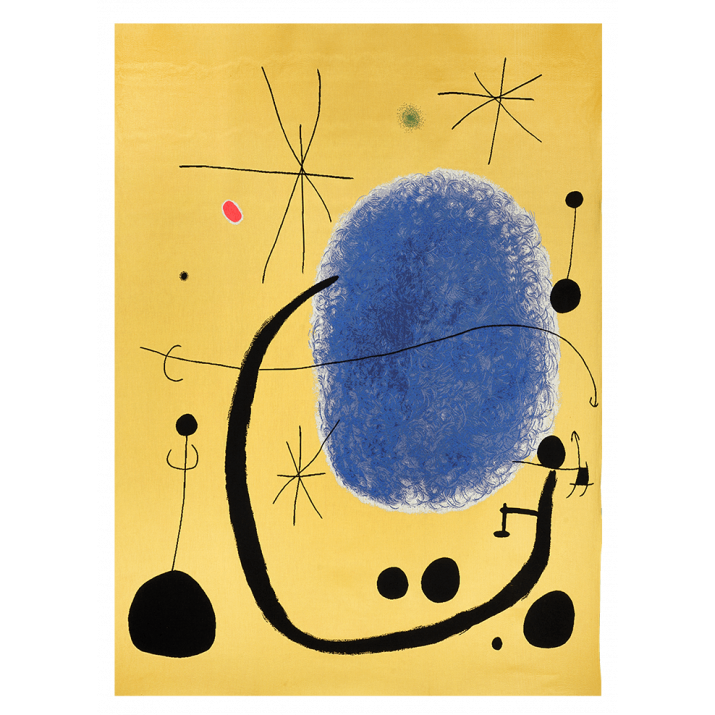 Tapis Miró L'Or de l'azur en tissage jacquard Jules Pansu - ©Successió Miró, tissu d'ameublement, fabricant