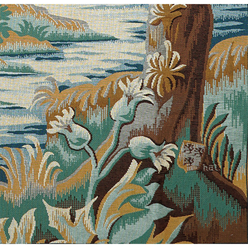 Detail of the tapestry with border Forest of Clairmarais - Jules Pansu