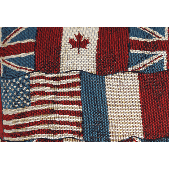 Coussin drapeaux francais, americain, canadien, anglais, commémoration du débarquement en normandie, juno beach, utah beach