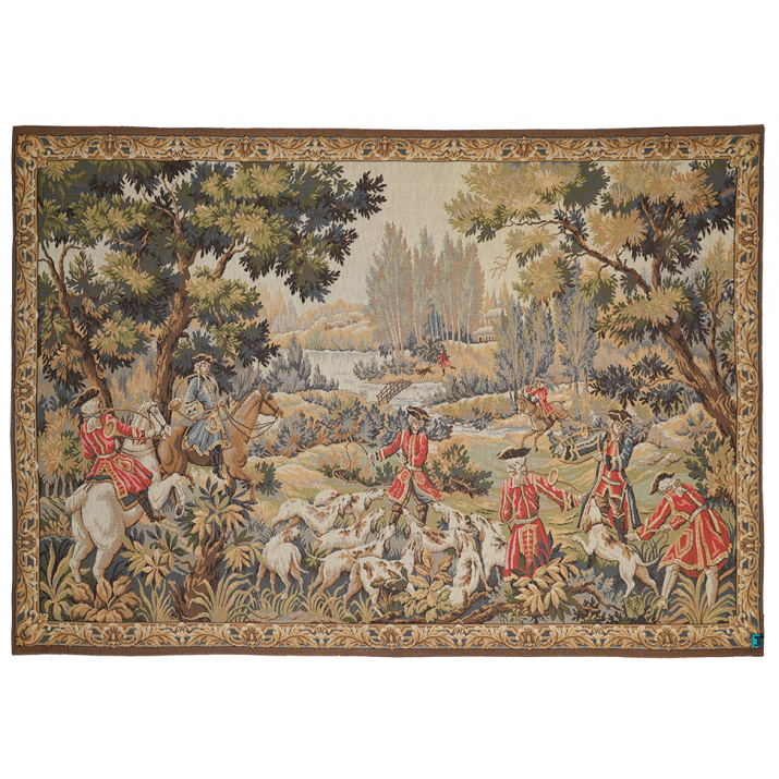 Tapisserie Chasse d'Oudry Jules Pansu - Verdure Chateau, scène de chasse 18e siècle