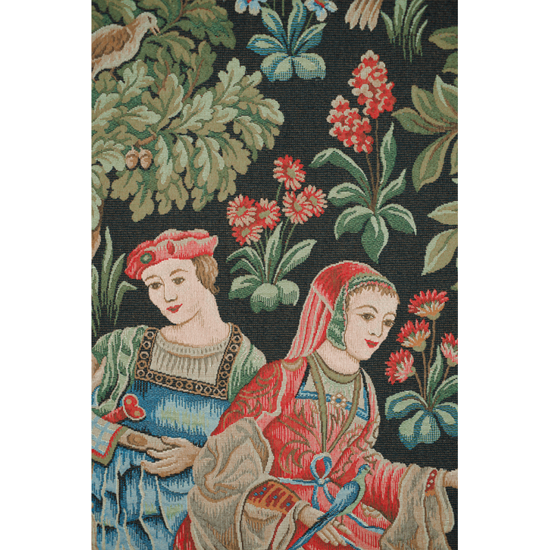 Détail Tapisserie Dame au coffret en point d'Halluin Jules Pansu. Musée de Cluny - boutique de musée