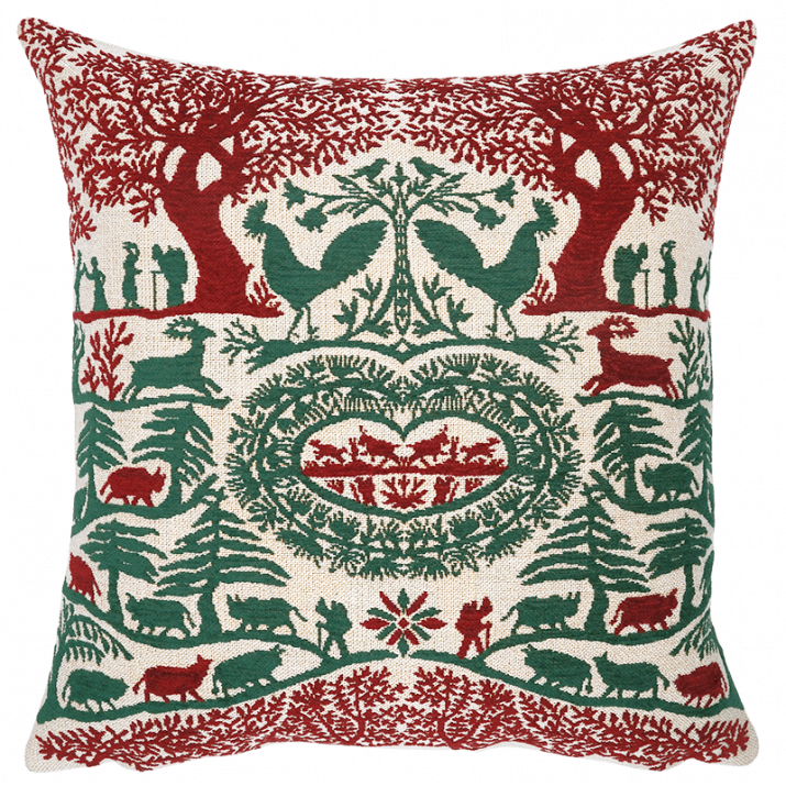 Pastoral green cushion for a cocooning mountain chalet decor - Jules Pansu upholstery fabric edition