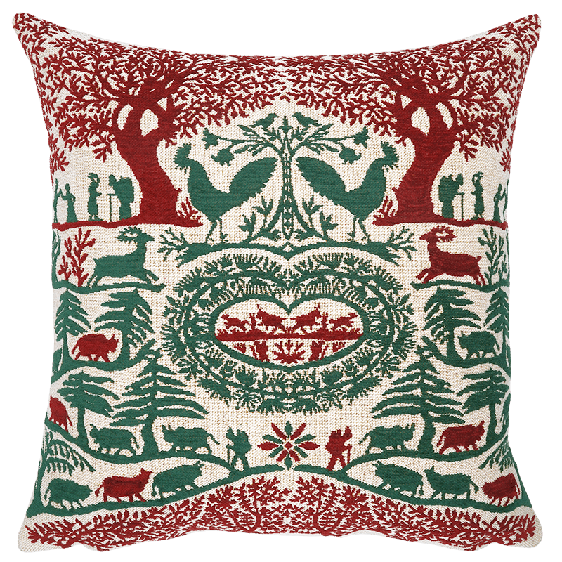 Pastoral green cushion for a cocooning mountain chalet decor - Jules Pansu upholstery fabric edition