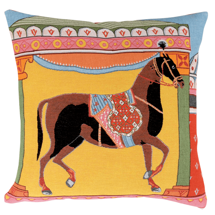 Penjab cushion, horse, Indian inspiration -Jules Pansu