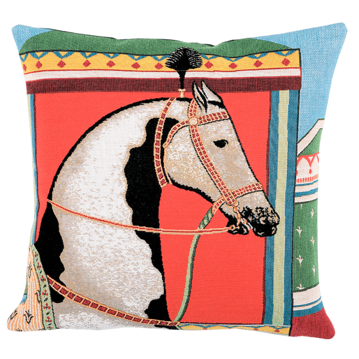 Pondicherry cushion, India, inspiration, travel, horse - Jules Pansu