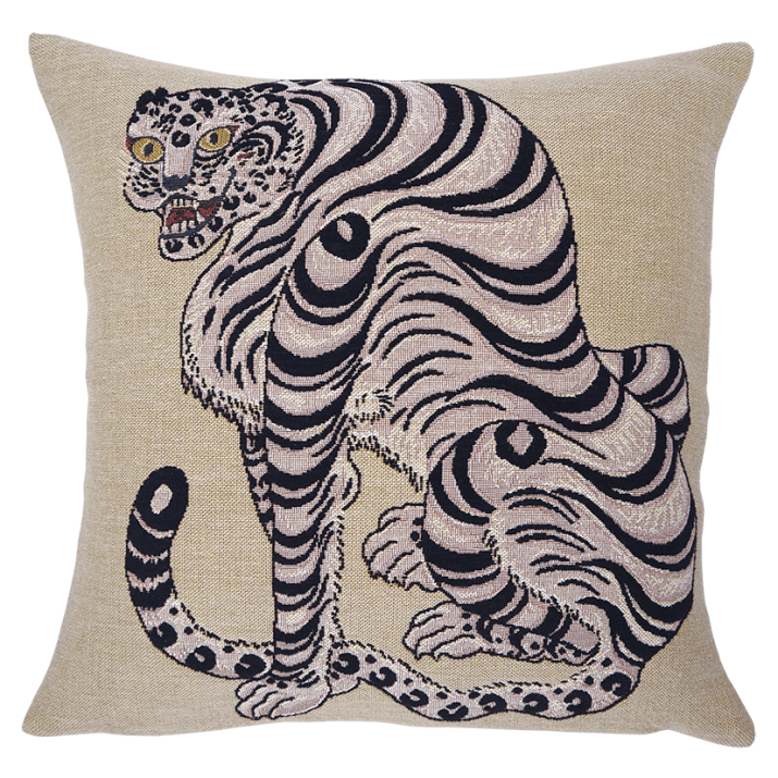 Coussin Tigre impérial beige - deco style asiatique - Jules Pansu