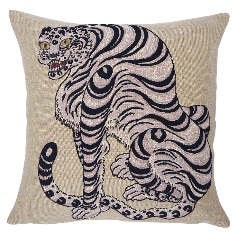 Imperial beige Tiger Cushion - deco asian style - Jules Pansu