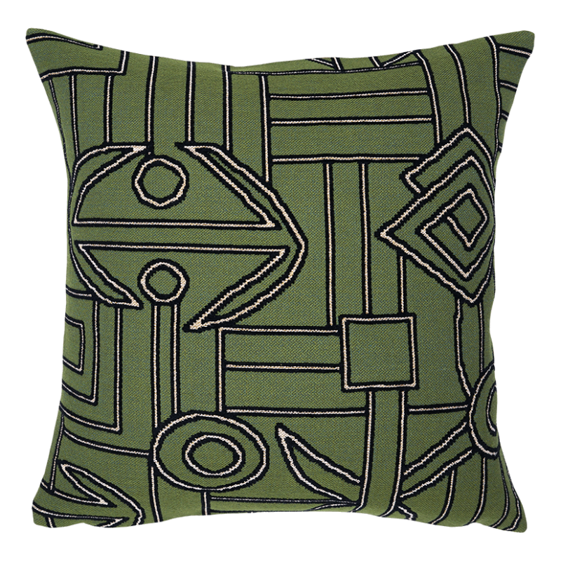 Coussin Djembe vert - déco africaine, ethnique - Jules Pansu