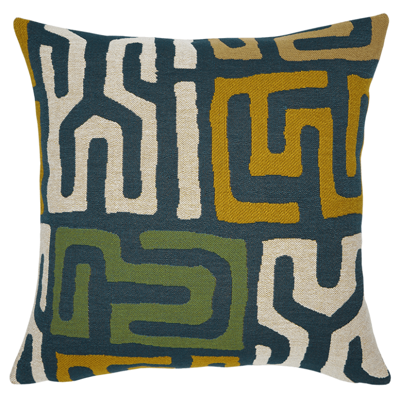 Coussin Balafon bleu - déco africaine, ethnique - Jules Pansu