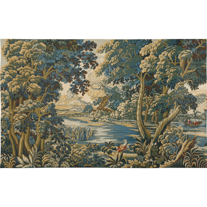 Tapisserie verdure royale aux pêcheurs - style Aubusson - château, relais de chasse - Jules Pansu - made in france