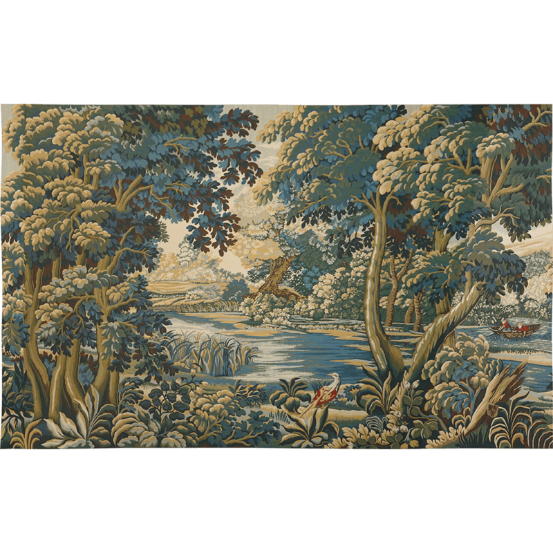 Tapisserie verdure royale aux pêcheurs - style Aubusson - château, relais de chasse - Jules Pansu - made in france