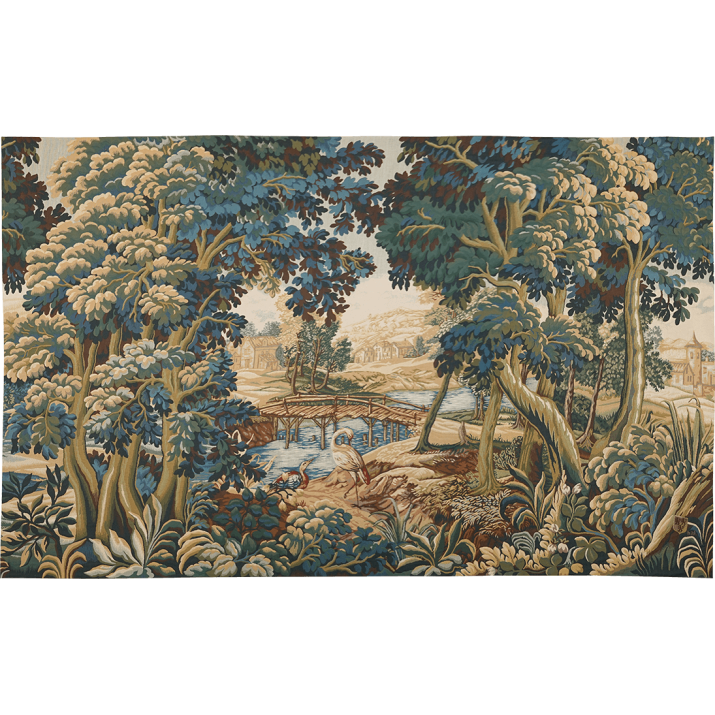Tapestry verdure royale au héron - Aubusson style - castle, hunting lodge - Jules Pansu - made in france