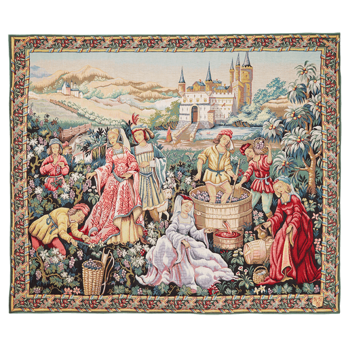 Tapisserie Vendanges au chateau - style aubusson - moyen age - Jules Pansu tissage