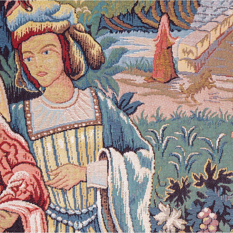 Detail of Tapestry Vendanges au château - harvest at the castle - middle age - Jules Pansu weaver