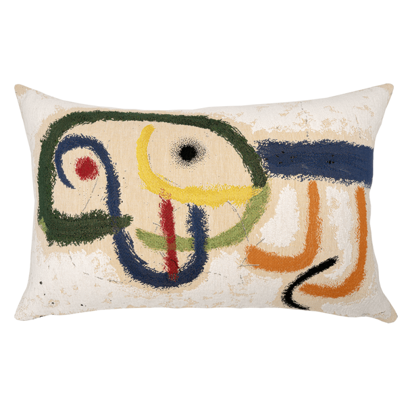 coussin Miró Petit chien 1963, tapisserie Pansu, idée décoration salon, cadeau, boutique musée, fabricant tissu