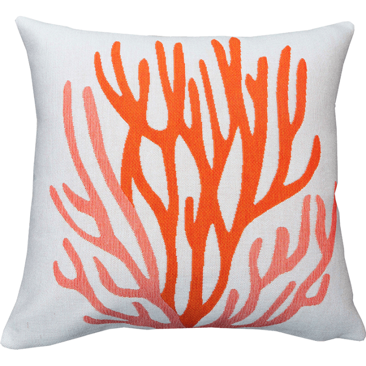 Coral Outdoor Cushion, Design, Minimalist, White, Blue, Orange, Yellow, Pink - Jules Pansu - Jacquard Weaving