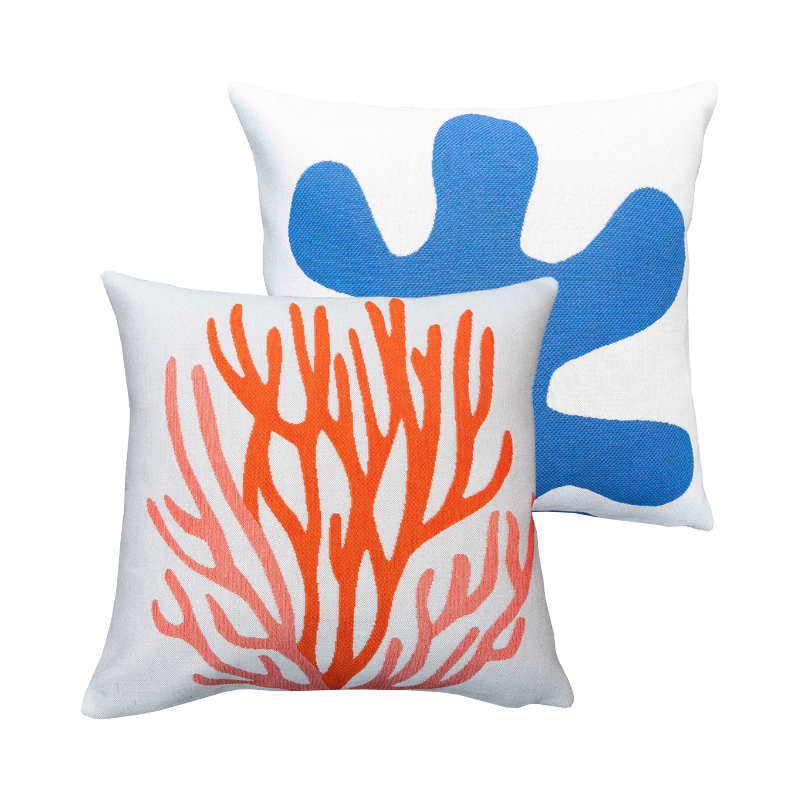 Set of 2 Outdoor Design Cushions - Ocean - outdoor decoration - weaving by Jules Pansu - seashore decoration