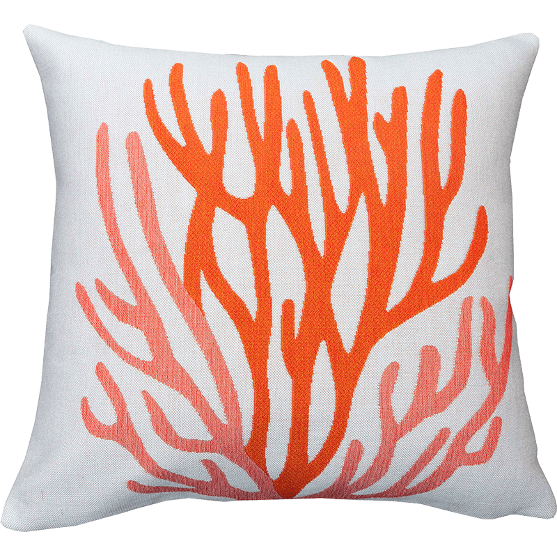 Coral Outdoor Cushion, Design, Minimalist, White, Blue, Orange, Yellow, Pink - Jules Pansu - Jacquard Weaving