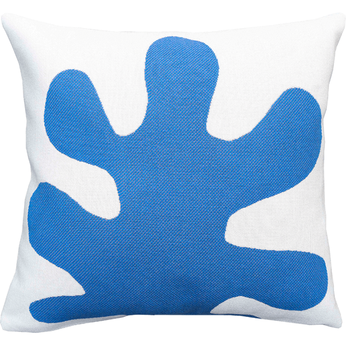 Coussin outdoor Lagon, design, minimaliste, blanc, bleu orange, jaune, rose - Jules Pansu - Tissage jacquard - Matisse