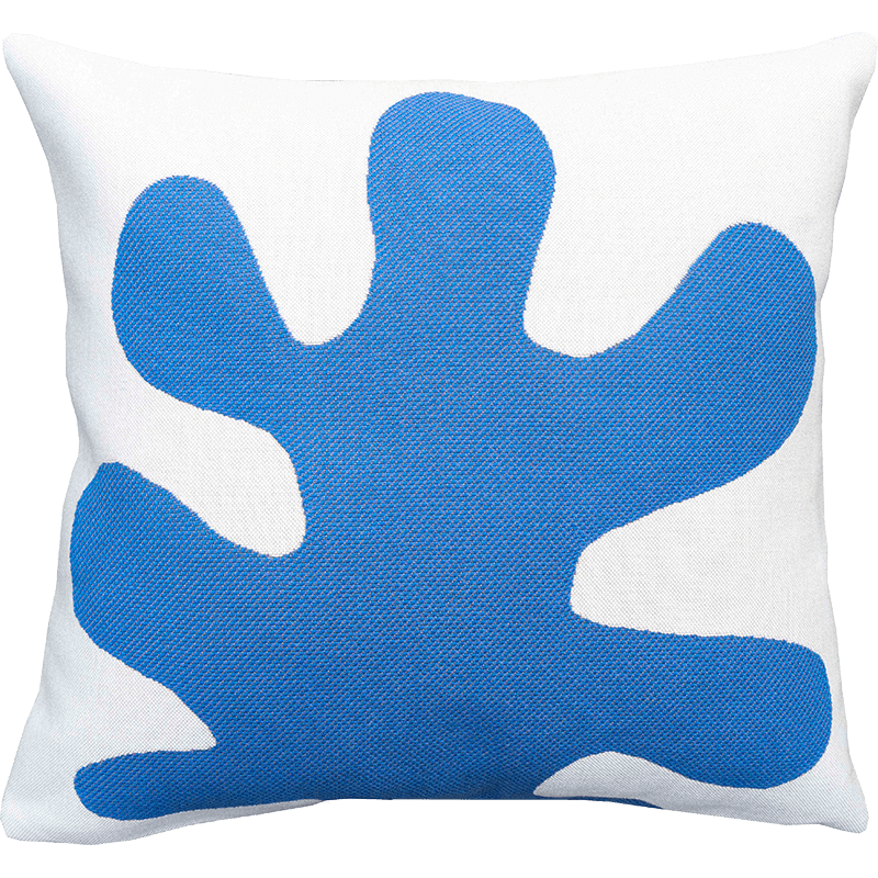 Coussin outdoor Lagon, design, minimaliste, blanc, bleu orange, jaune, rose - Jules Pansu - Tissage jacquard - Matisse