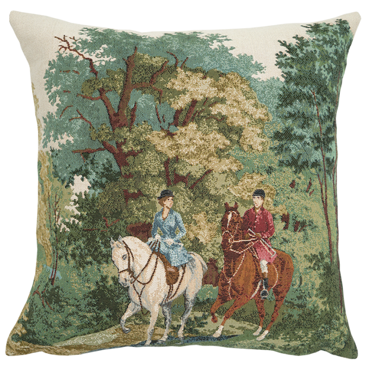 Decorative cushion: Riders, forest, nature, equestrian, horseback riding, country house, Jules Pansu