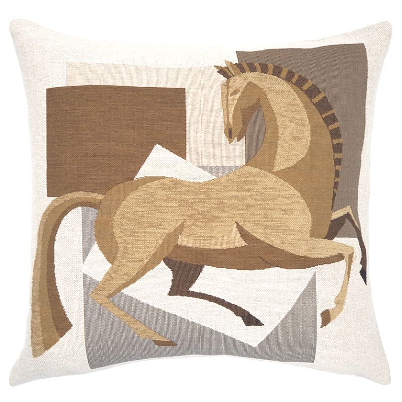 Coussin décoratif Cheval d'or, cheval, equitation, deco contemporaine, Jules Pansu, 11253