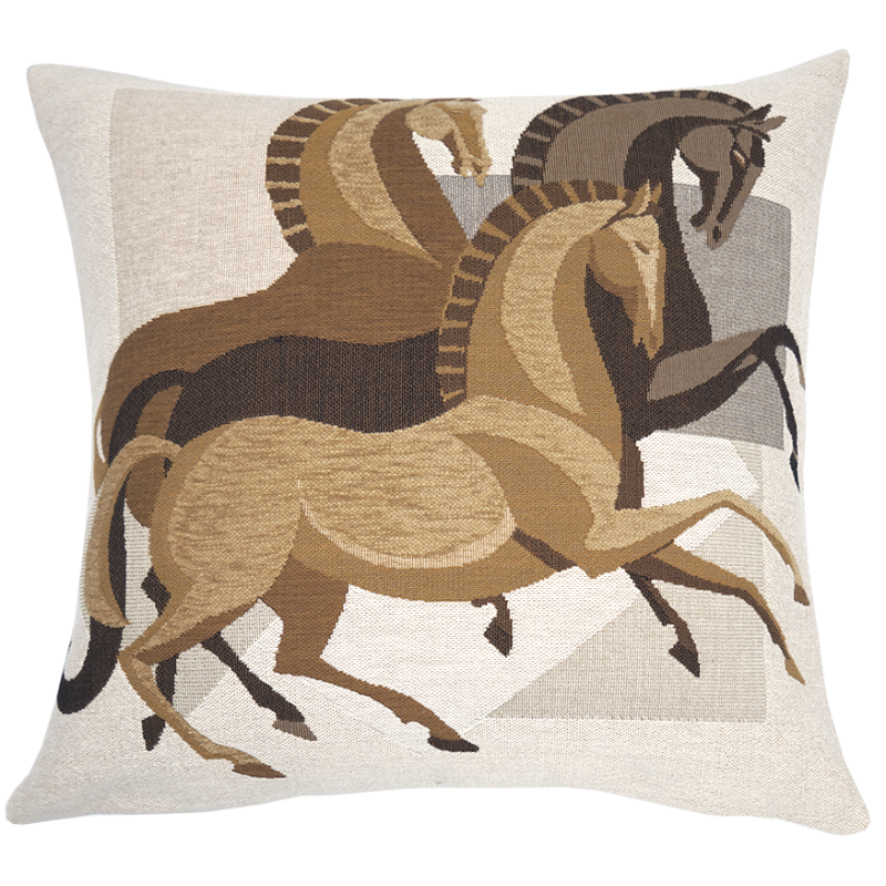 Coussin décoratif La cavalerie, cheval, equitation, deco contemporaine, Jules Pansu, 11254