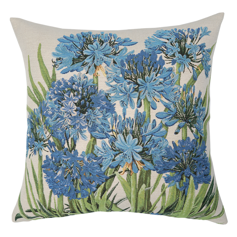 Coussin fleurs agapanthes Jules Pansu - 11260 - Decoration fleurie, tissage jacquard