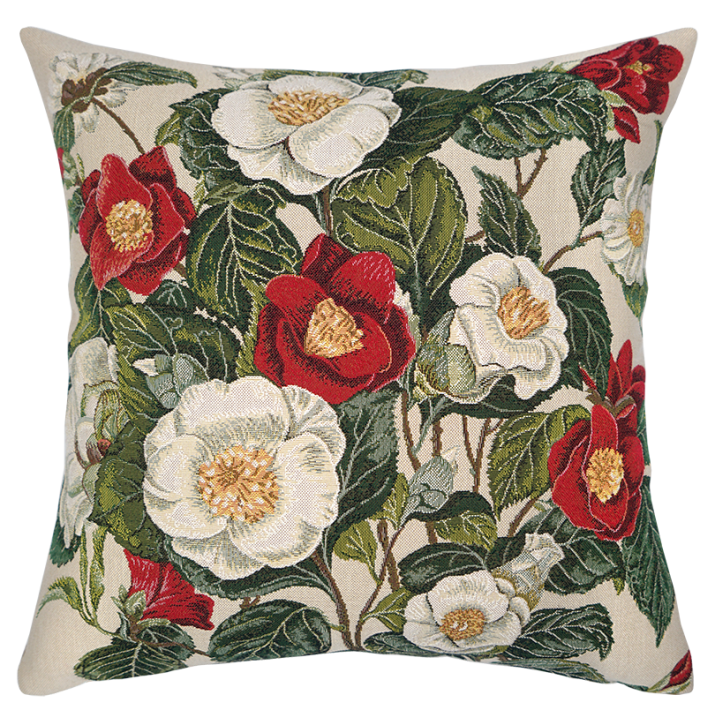 Coussin fleurs La favorite Jules Pansu - 11259 - Decoration fleurie, tissage jacquard, jardin