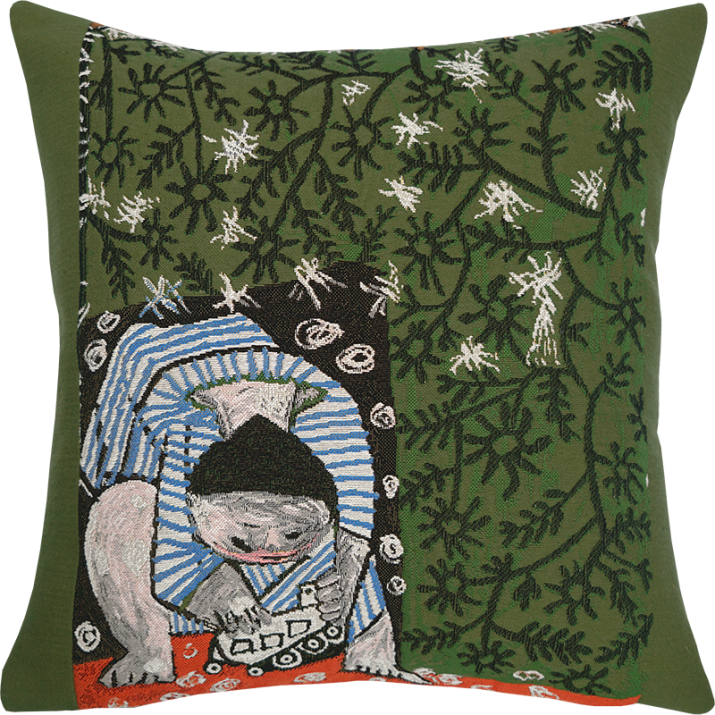 Coussin Picasso Enfant jouant avec un camion1953; Jules Pansu, coussin design décoratif, tissu picasso