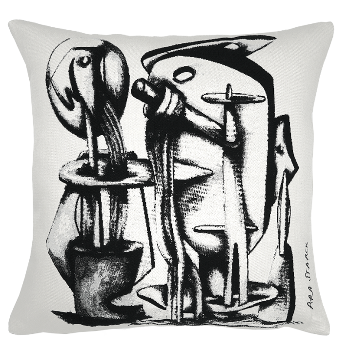 coussin contemporain et design Ara Starck par Jules Pansu. Motif Cymbales, tisserand jacquard, interieur moderne