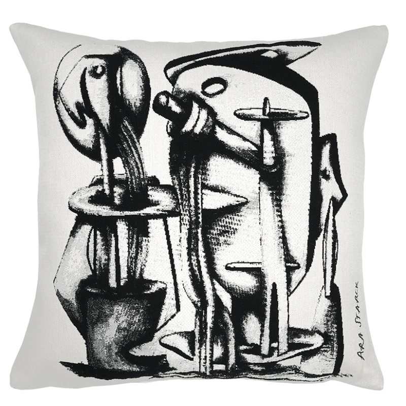 coussin contemporain et design Ara Starck par Jules Pansu. Motif Cymbales, tisserand jacquard, interieur moderne