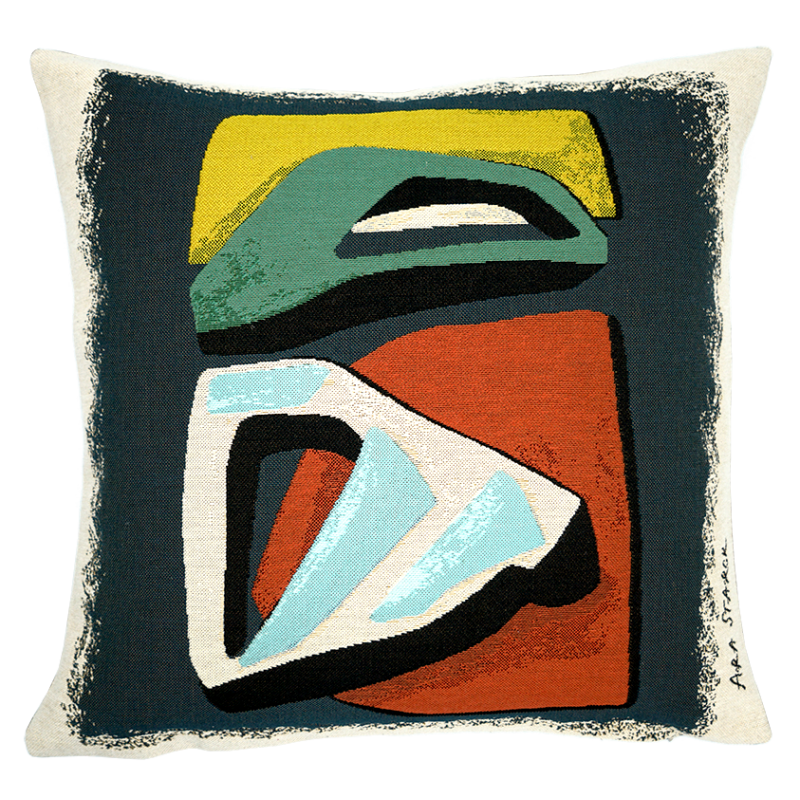 coussin contemporain et design Ara Starck par Jules Pansu. Motif Galets, tisserand jacquard, interieur moderne