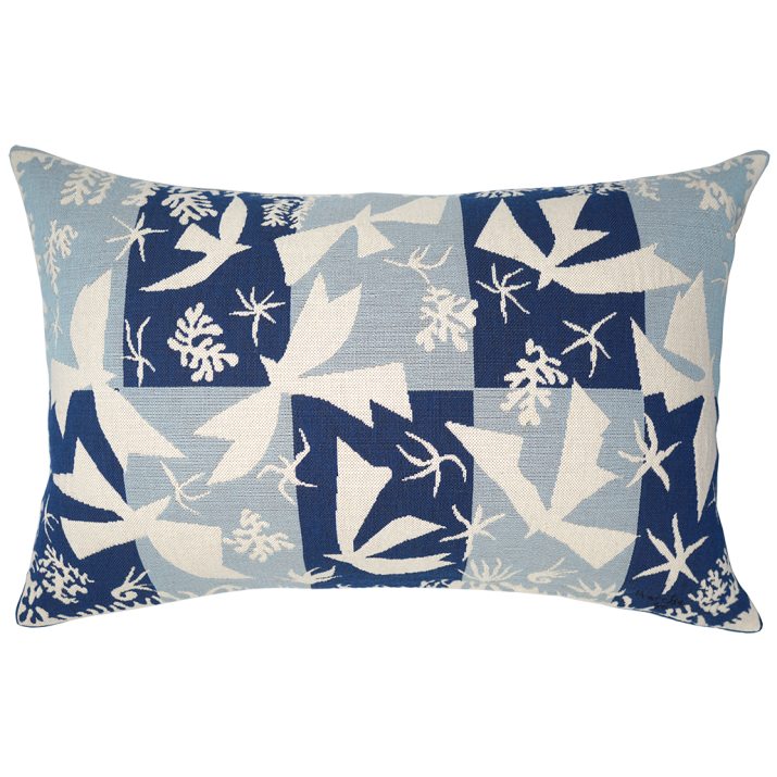 coussin contemporain et design Matisse par Jules Pansu. Polynesie, le ciel, tisserand jacquard, boutique de musée
