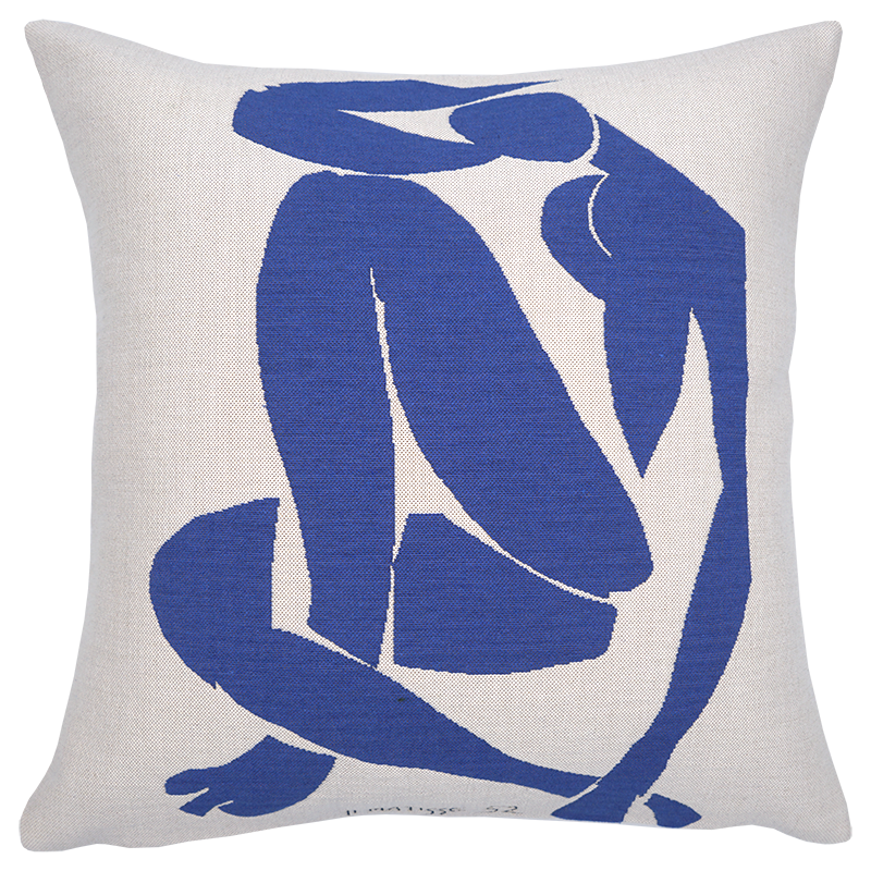 coussin contemporain et design Matisse par Jules Pansu. Nu Bleu IV, tisserand jacquard, boutique de musée