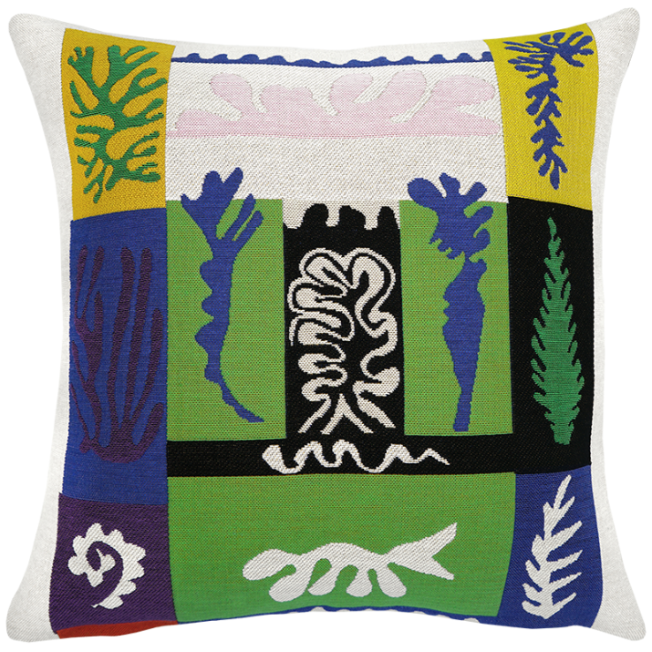 coussin contemporain et design Matisse par Jules Pansu. Amphitrite, tisserand jacquard, boutique de musée