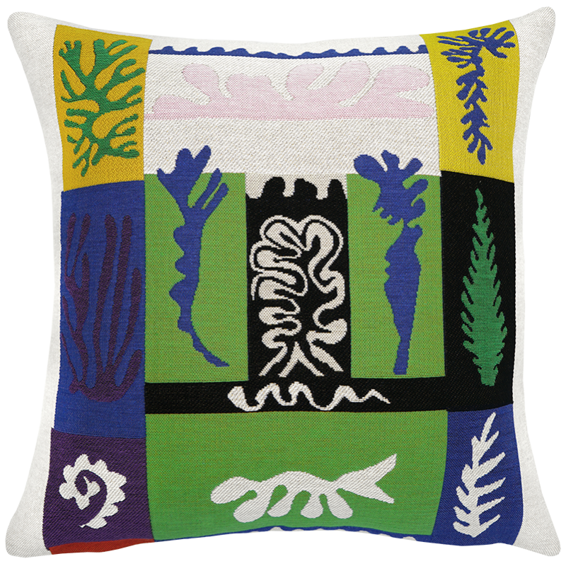 coussin contemporain et design Matisse par Jules Pansu. Amphitrite, tisserand jacquard, boutique de musée